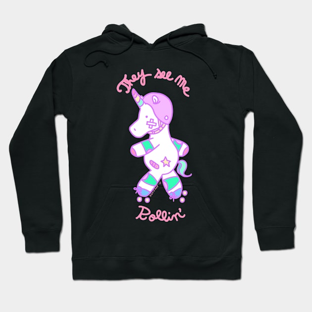 Roller Unicorn Hoodie by DixxieMae